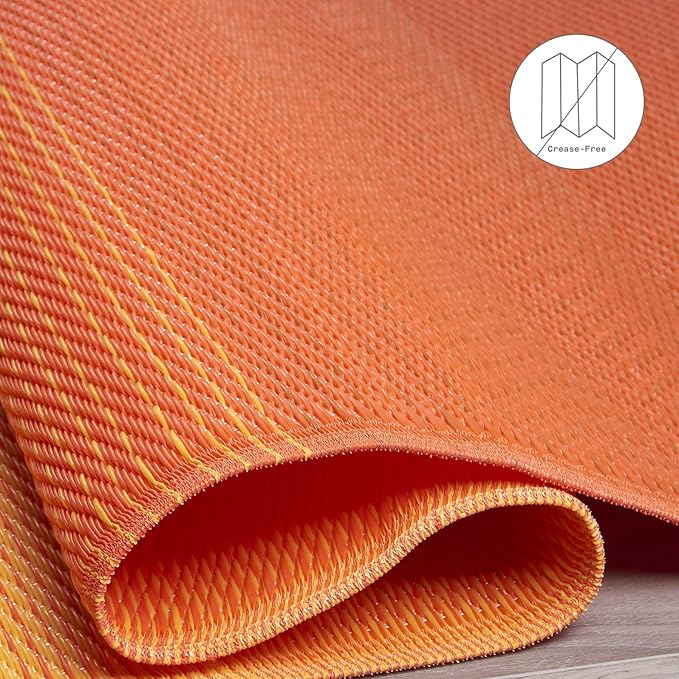 Fab Habitat Outdoor Rug - Waterproof, Fade Resistant, Crease-Free - Premium Recycled Plastic - Ombre - Large Patio, Deck, Sunroom, Camping, RV - Big Sur - Sunset - 6 x 9 ft