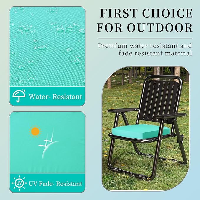 coolboss Outdoor Chair Cushions Set of 4, Outdoor Cushions for Patio Furniture, Water Resistant Chair Cushions for Outdoor Furniture Square Corner Patio Cushions with Non-Slip Ties, 18.5"x16"x3, Teal