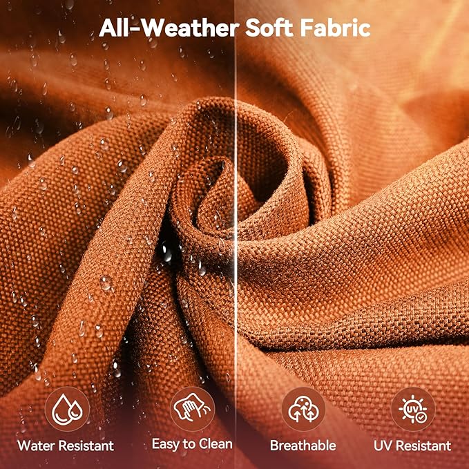 6" Thick Outdoor Cushions 24x24x6, 7-Set Deep Seat Patio Cushions with Removable Cover, Waterproof & Fade Resistant Replacement for Wicker Chair, Loveseat, Sofa - Orange