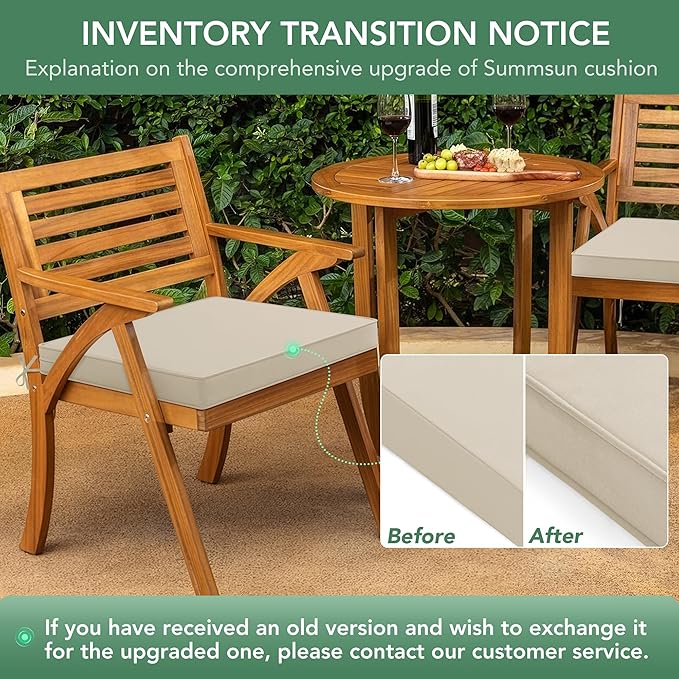Outdoor Chair Cushions Set of 4: Waterproof & Fade Resistant Deep Seat Cushion for Patio Furniture - 24 x 24 x 3 Inch Chair Pads with Ties and Hidden Zipper - Patio Chair Cushion Replacement, Beige