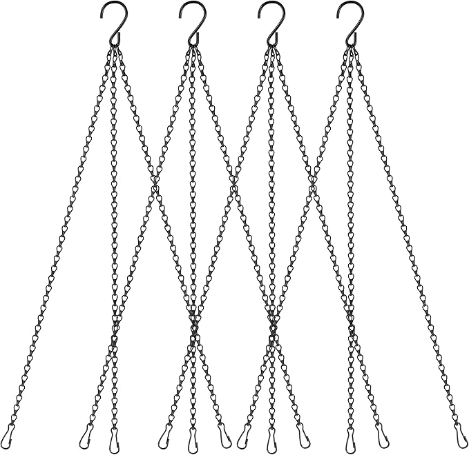 4 Pack 18Inch Hanging Basket Chain,Black Hanging Chain with Hooks Flower Pot Chain Replacement Plant Hangers for Bird Feeders,Planters Wind Chimes and Decorative