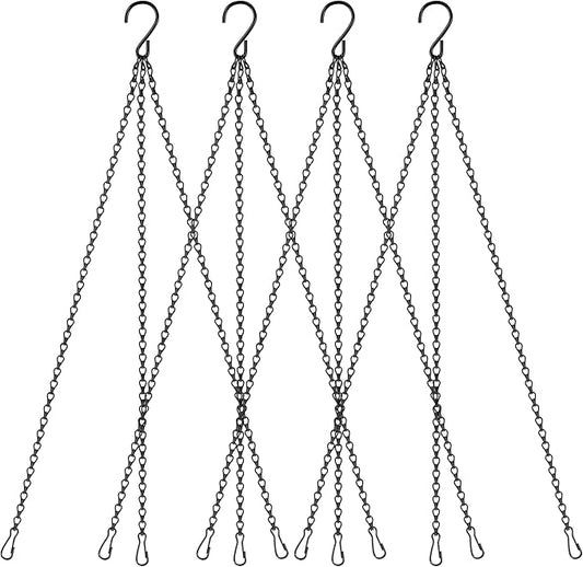 4 Pack 18Inch Hanging Basket Chain,Black Hanging Chain with Hooks Flower Pot Chain Replacement Plant Hangers for Bird Feeders,Planters Wind Chimes and Decorative