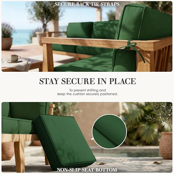 Outdoor Replacement Cushions for Patio Furniture, 5" Foam High-Density, 14-Piece Water-Resistant Outdoor Cushion for 6-Seat Sectional Patio Conversation Sets, Liner&Cover