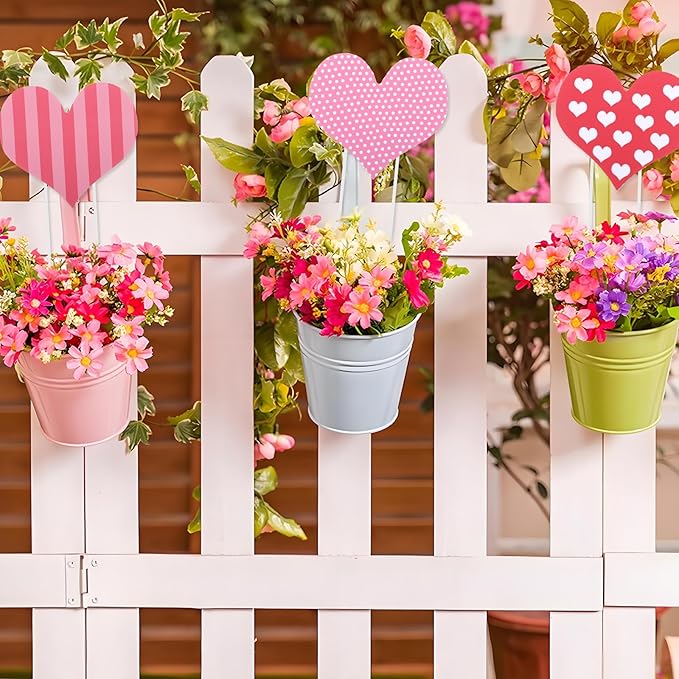10 Pcs Valentine’s Day Heart Planter Stakes - 11.8" Double Side Heart Garden Yard Stakes Valentine' Day Outdoor Decor for Indoor Outdoor Patio Planter Pot Lawn Pathway Wedding Decor