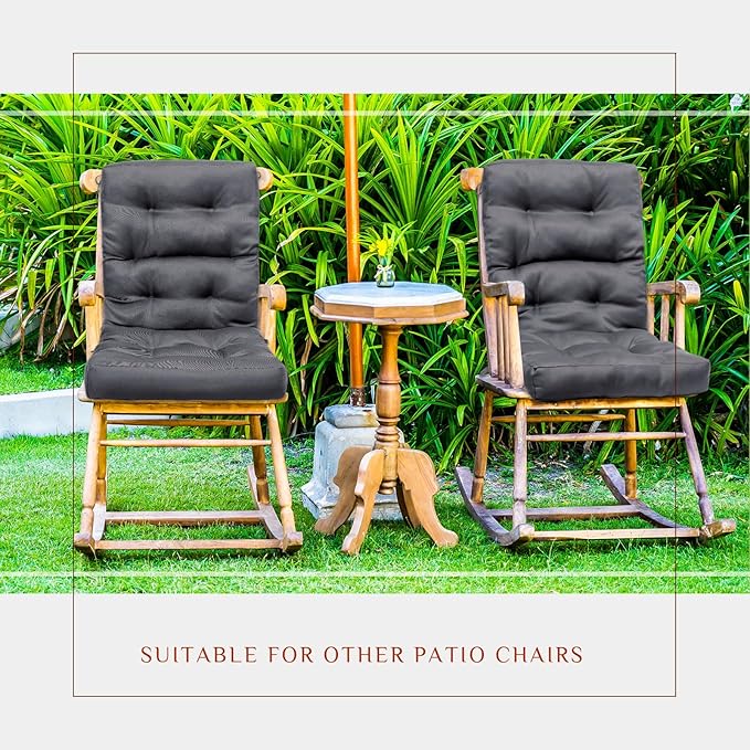 Hoteam 6 Set Patio Chair Cushions Outdoor High Chair Cushion 20 x 40 Inch Waterproof Patio Seat Rocking Indoor Thickened Pad(Solid Color Style,Gray)