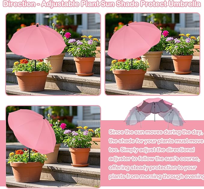 Plant Umbrellas for Outdoor Plants, Adjustable Garden Shade Umbrella Larger Size Plants Shade Cover Umbrella Sun Protection for Potted Plants Garden Beds from Direct Sunlight
