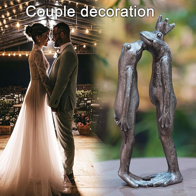 Frog Decor Garden Statue Decor Outside - Artgenius Couple Kiss Plog Statue Outside Frog Figurines for Yard Patio Lawn Decorations Couple Frogs Front Yard Decorations Outdoor 3.6"2.1"8.7" LC Lcdecohome