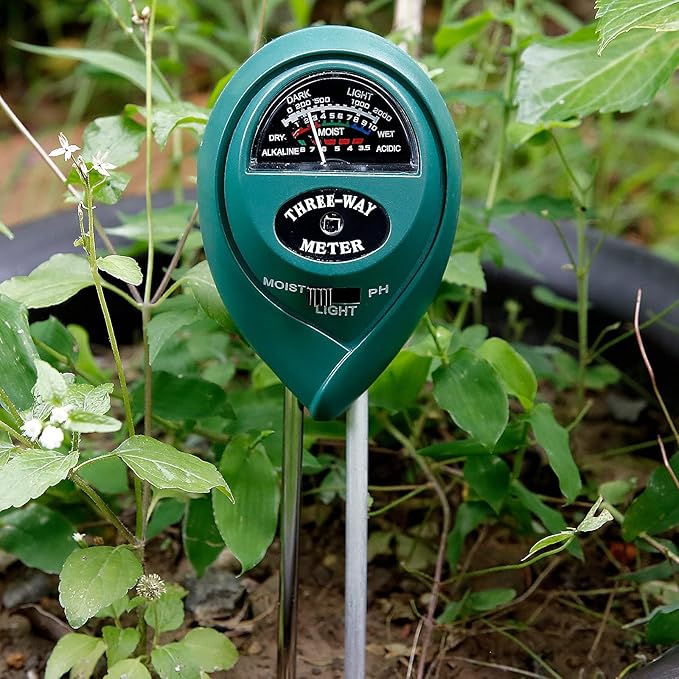 MEASUREMAN 3-in-1 Soil Tester with Moisture/Light/pH Test for Plants, Gardening Tool for Indoor & Outdoor, Great for Gardens, Lawn, Farms, Balcony, No Batteries Required