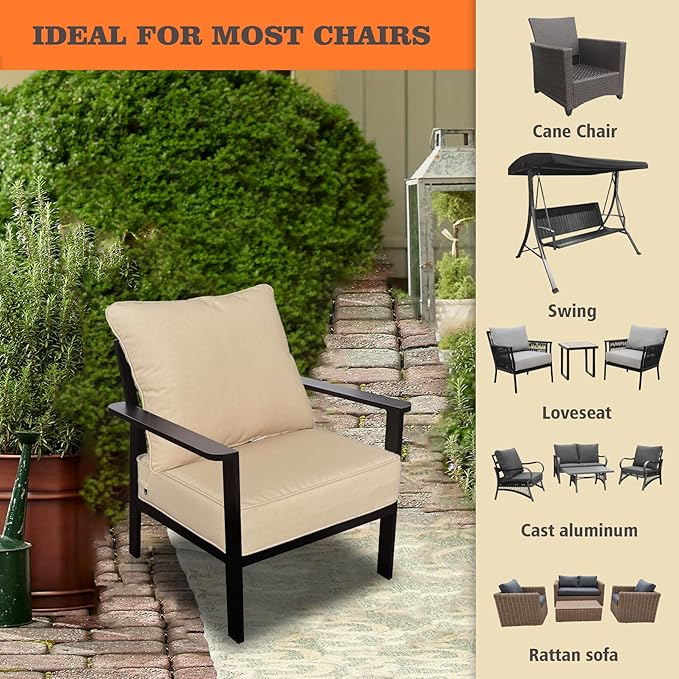 Goodgoods 24x24 inch Outdoor/Indoor Deep Seat Patio Cushion Set of 1 Resilient Foam Filling Water Repellent Stain-Resistant UV Resistant Weather Resistant Deep Seat Bottom Beige