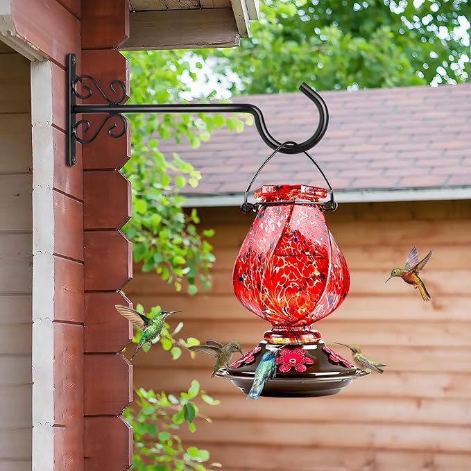BOLITE Plant Hangers, 10 Inch Hanging Plant Brackets Outdoors or Indoors, Wall Hooks for Hanging Hummingbird Feeders, Bird Feeders, Planters, Lanterns, Wind Chimes, 2 Pack, Black, Gifts for Women Men