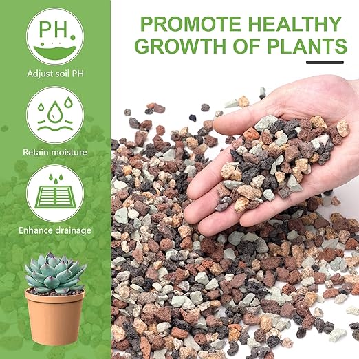 5lbs Mix Horticultural Lava Rocks for Plants, 1/5 Inch Potting Soil Amendment for Succulents, Cacti, Bonsai, Decorative Gravel Plant Drainage Volcanic for Terrarium, Top Dressing
