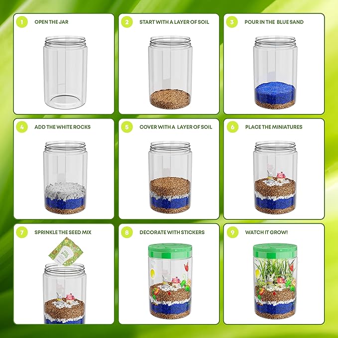 Dan&Darci Light-Up Terrarium Kit for Kids - STEM Science Kit - Educational DIY Toy for Boys & Girls - Birthday Easter Gift - Craft Project Idea for Ages 6 7 8 9 10 11 12 Year Old
