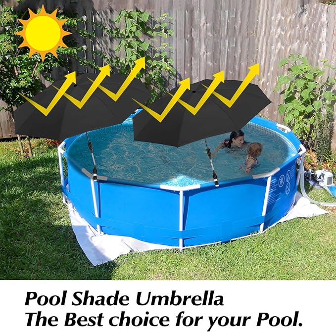 2 Pack Pool Shade Umbrella, 40" Adjustable Above Ground Pool Sunshade Canopy with Carry Bag,Patio Umbrella Use for Garden/PoolDeck/Backyard/Beach Chairs/Camp Trolley/Strollers/Golf Carts