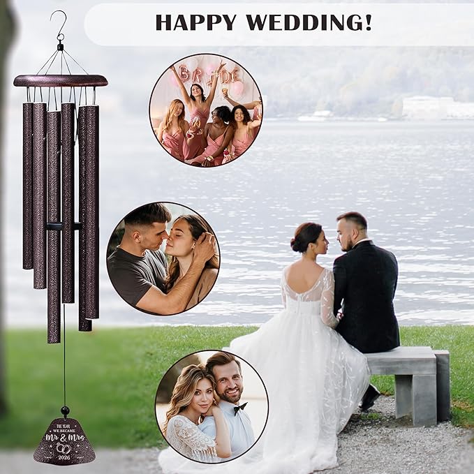 Wedding Gifts, Mr and Mrs Gift 32” Wind Chimes Outside, Wedding Gifts for Couples Newlyweds 2026, Bridal Shower Just Married Gift