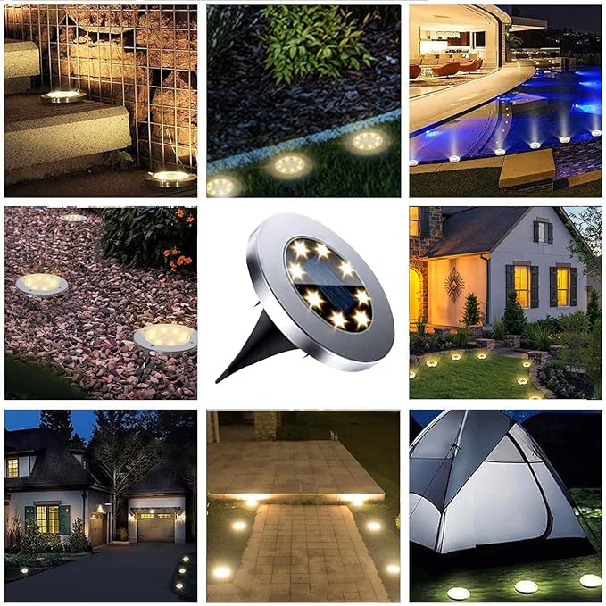 Solar Ground Lights, Waterproof Solar Garden Lights, Upgraded Outdoor Garden Waterproof Bright in-Ground Lights, Landscape Lighting for Pathway,Yard,Deck,Lawn,Patio,Walkway (16 Pack Warm Light)