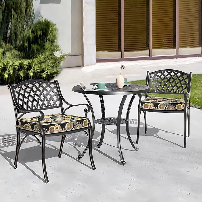 Outdoor Chair Cushions 22x22x3 Inch, Patio Seat Cushion Furniture Swing Set of 2, Water Repellent Chairs Wicker Cushion Pads with Couch Sofa in Garden, Black Yellow Crosby