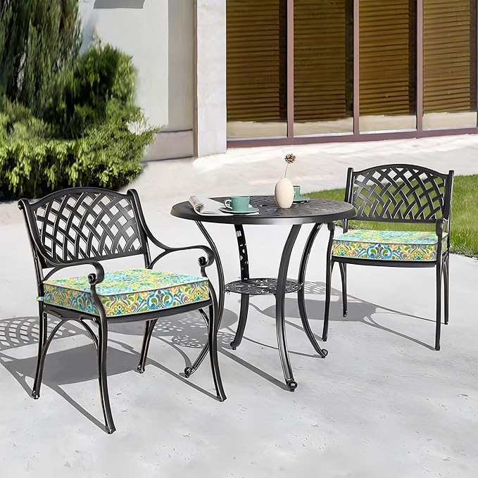 Outdoor Chair Cushions 22x22x3 Inch, Patio Seat Cushion Furniture Swing Set of 2, Water Repellent Chairs Wicker Cushion Pads with Couch Sofa in Garden, Damask Green