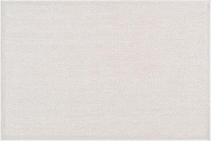 CAMILSON Easy Jute Rug 2x3, Indoor Outdoor Off-White Color Fiber Area Rugs for Bathroom and Kitchen Rug, Herringbone Seagrass Boho Woven Design, Easy-Cleaning, Washable Outside Carpet Alfombras 2 x 3