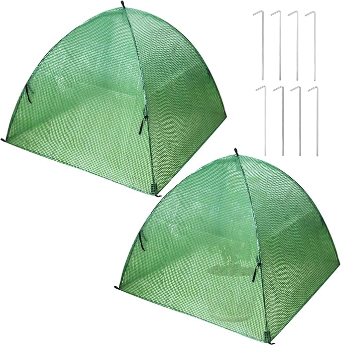 Plant Tent Outdoor Winter Shrub Cover Green Frost Tent Plant Covers Freeze Protection Tent Waterproof Plant Frost Protector, 2PCS 28x28x29Inch