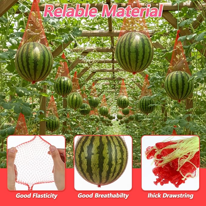 20PCS Fruit Hammock Melon Hammock 17 Inches Watermelon Nets for Watermelon Honeydew Melon Cucumbers Trellis Vertical Garden Grow