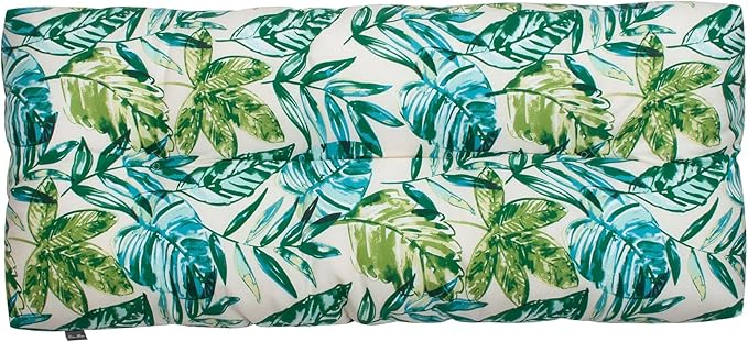 FUNHOME Outdoor Bench Cushion 42 x18 inch with Non-Slip Grips,Water Resistant Porch Swing Cushion,Bench Pillow Pads,Floral Tufted Cushions for Patio Garden Furniture,42" Seat Cushions(Palm Leaf)