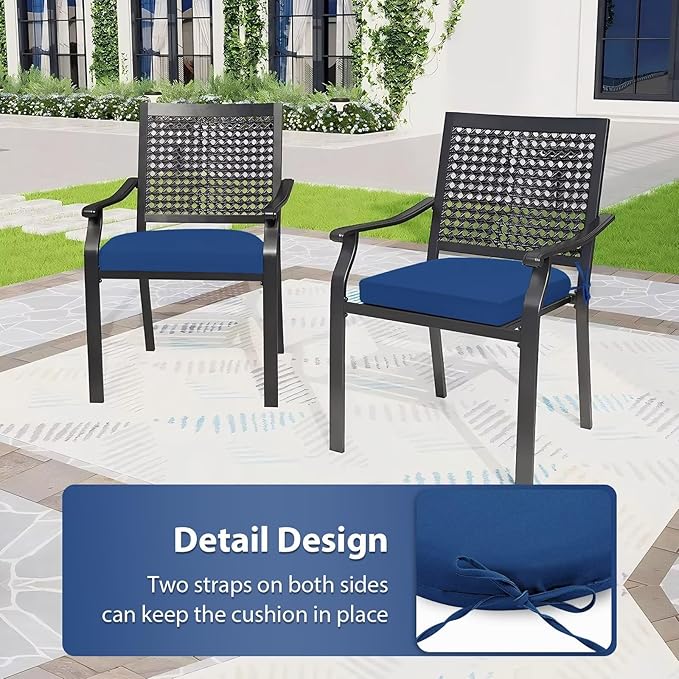 Outdoor Chair Cushions Set of 4, 17 x 16 Inch Patio Chair Cushions for Outdoor Furniture, Water Resistant, Non-Slip Ties(Royal Blue)