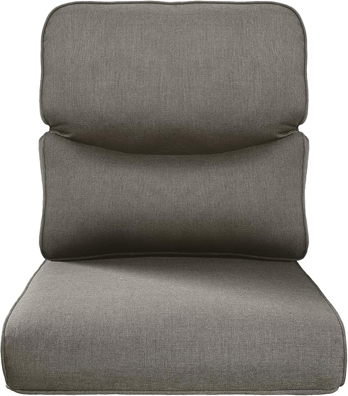 Belord Luxury 4" Thick Smile Outdoor Cushion Set - 22 x24 Inch 28D Sponge Filling Fade-Resistant Chair Cushions, Spill Proof Removable Patio Furniture Replacement Cushion for Sofa Bench - Grey