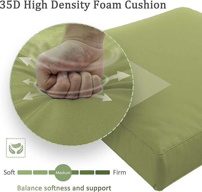 Outdoor Furniture Replacement Cushions, Waterproof Patio Furniture Cushions, 4" Deep Seat Outdoor Sectional Cushion for 3-Seat Outdoors Rattan Sofa Patio Sofa Cushion, Avocado Green