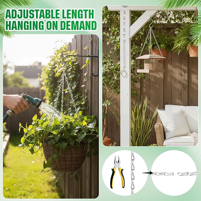 EBOOT 2 Pcs Hanging Chain for Bird Feeders, Planters, Lanterns and Ornaments (Silver,35 Inch)