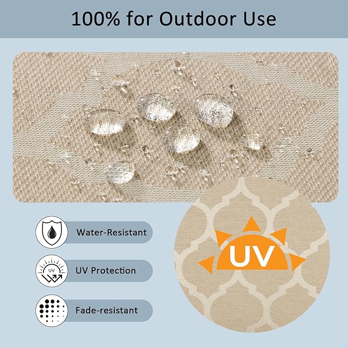 24x24 Inch Outdoor Deep Seat Cushions Set of 2,Thick High-Density Foam, Removable Cover with YKK Hidden Zipper,Water-Resistant UV-Resistant Polyester for Patio Furniture,Toffee Trellis