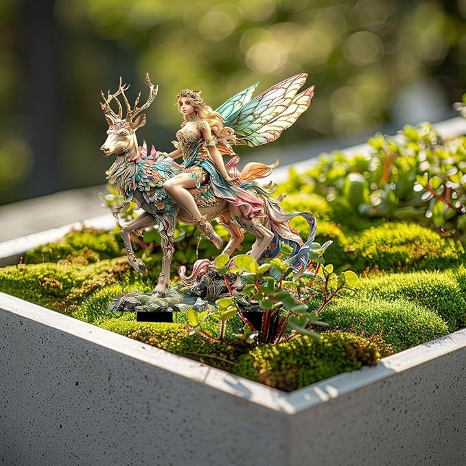 Bohemian Fairy Flower Pot Decor - Planter Pots Decor, Fairy Garden Accessories for Home or Garden (Reindeer Elf)