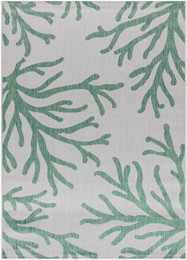 Keen Home Design Terrace Outdoor Area Rug - 46"x67" Washable Indoor/Outdoor Rug for Patio, Kitchen, Balcony, Beach, Garden, Deck and Porch, Size: 3'10" x 5'7", Coral