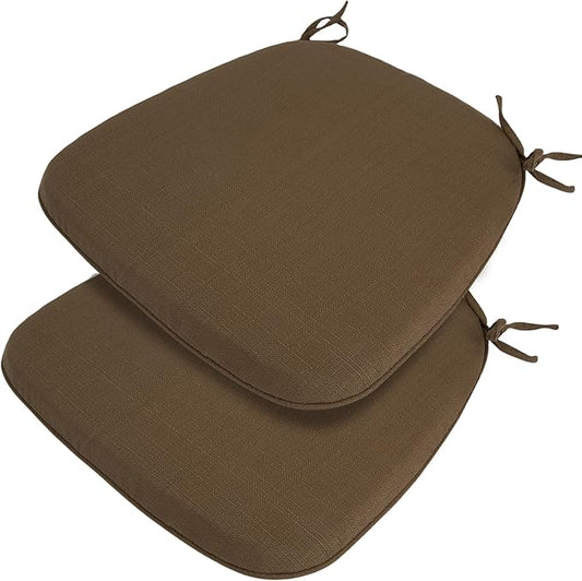 Outdoor Chair Cushions Set of 2,Patio Seat Cushion 17"x16"x2",U-Shaped Dining Chair Cushion 17 by 16 Inch,Water Resistant,Fade-Resistant Chair Pads for Kitchen Garden Furniture(Coffee Brown)
