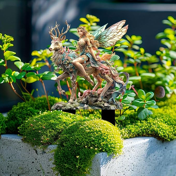 Bohemian Fairy Flower Pot Decor - Planter Pots Decor, Fairy Garden Accessories for Home or Garden (Reindeer Elf)