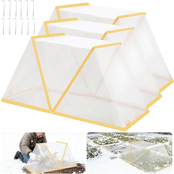 32″*14″*13″ Foldable Garden Row Accelerator Plants Cover Freeze Protection, Reusable Mini Greenhouse Cover for Raised Garden Bed Frost Covers for Plant Vegetable Seedling Protector, 3 Pack