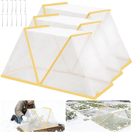 32″*14″*13″ Foldable Garden Row Accelerator Plants Cover Freeze Protection, Reusable Mini Greenhouse Cover for Raised Garden Bed Frost Covers for Plant Vegetable Seedling Protector, 3 Pack