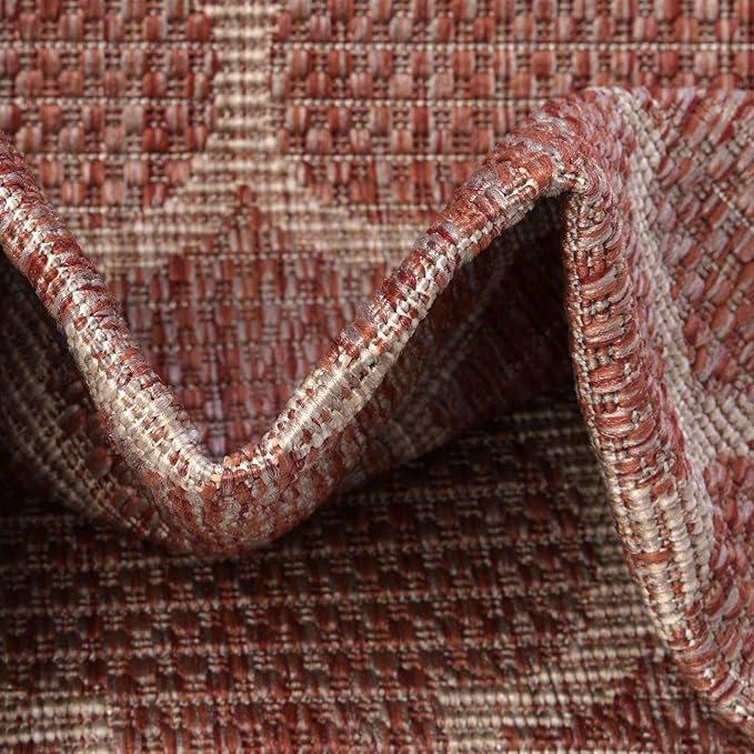 Unique Loom Outdoor Trellis Collection Area Rug - Trellis (Round 13' 0" x 13' 0", Rust Red/ Ivory)