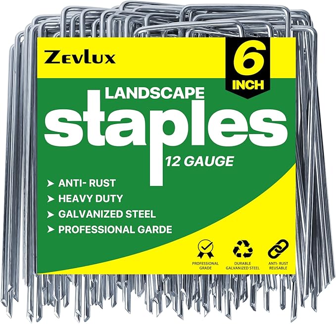 Landscape Staples Galvanized Garden Stakes, 6 inch 500 Pack 12 Gauge Heavy Duty Garden Pins for Fences, Lawns, Weed Barriers and Landscape Fabrics, Netting, Irrigation Hose.