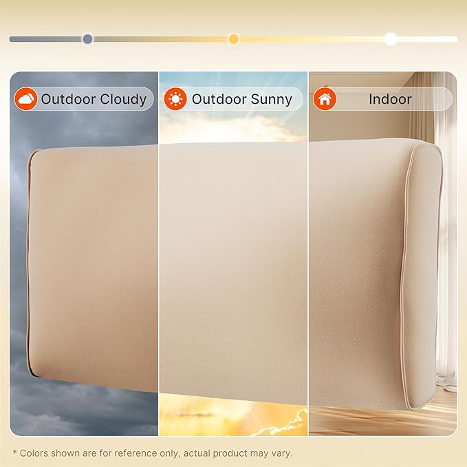 SUNCOZE 14-Piece Outdoor Cushions for Patio Furniture, 25.6"x25.6" Couch Cushion Replacement Designed for 6-Seat Sectional Sofa Sets, Anti-Slip Patio Cushions for Garden, Backyard, Porch (Khaki)