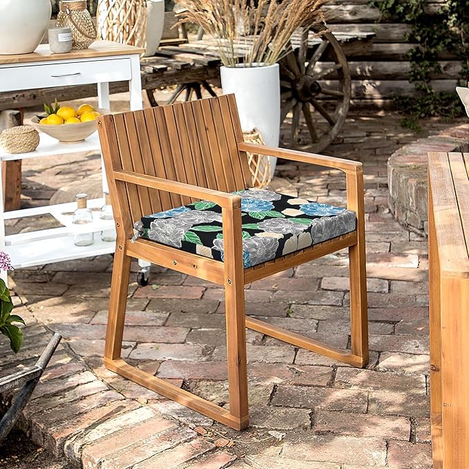 LVTXIII Outdoor Seat Cushions Set of 4 Square Corner Chair Cushions with Ties, Patio Chair Pads for Home Office and Patio Garden Furniture Decoration 18.5"x16"x2", Peony Garden