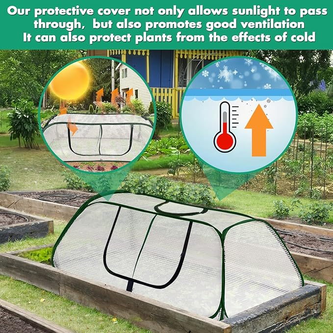Garden Rows Accelerator Plants Cover-Garden Greenhouse with Roll-up Zipper Door,Thicker PE Cover for Indoor Outdoor Vegetable Fruits Rows - 45" L x 22" W x 16" H (White, 1 Pack)