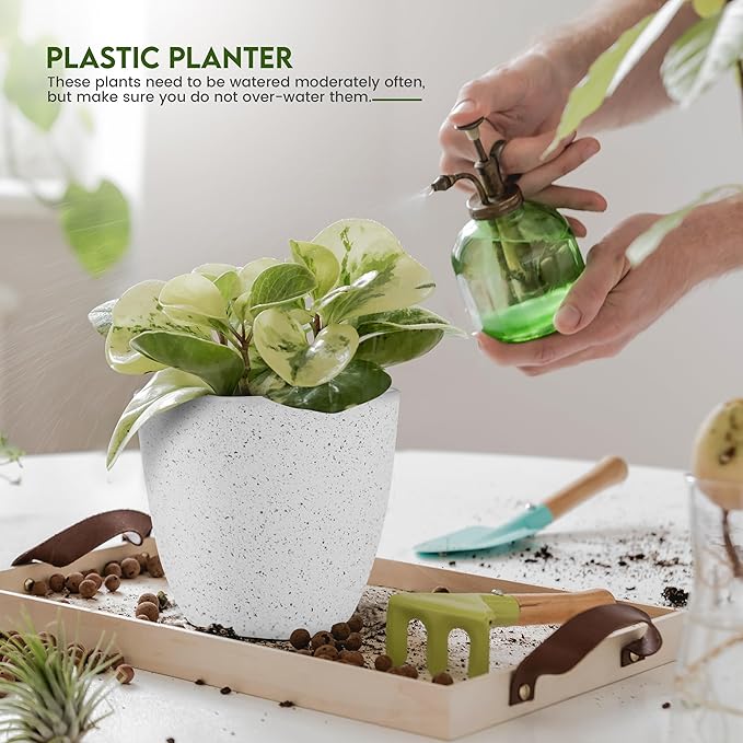 Utopia Home Plastic Planter Flower Nursery Pots Indoor Modern Decorative Plastic Pots for Plants, Succulents, Flowers, and Cactus Multisize (Speckled Grey, Pack of 10)