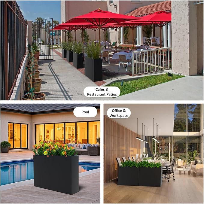 Modern Metal Planter Box 36" L x 9" W x 26" H – Rectangular Galvanized Steel Raised Garden Bed with Drainage Holes & Removable Shelf – Sleek Outdoor & Indoor Flower Planter for Patio, Yard & Porch