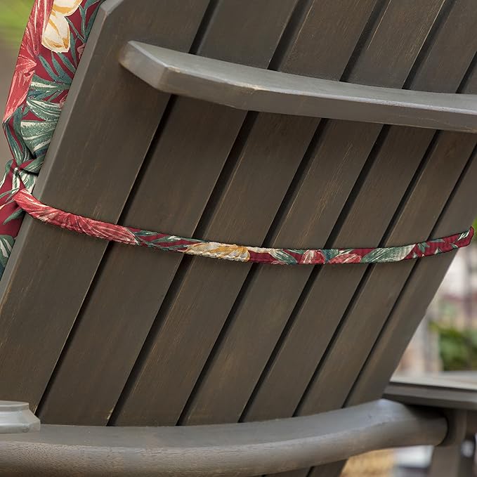 Arden Outdoor Adirondack or Rocking Chair Cushion, 20 x 17, Rain-Proof, Fade Resistant 17 x 20, Ruby Clarissa