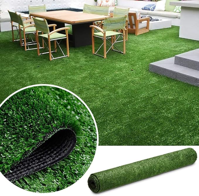 Petgrow Artificial Grass Turf Lawn 13FTX30FT,Economy Indoor Outdoor Synthetic Grass Mat, Backyard Patio Garden Balcony Rug, Rubber Backing/Drainage Holes