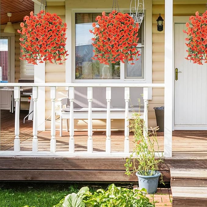 Ochine 2Pcs Artificial Hanging Flowers Plants for Outdoor Fall Decoration, Artificial Hanging Fall Flowers Realistic Faux Flowers for Planter Patio Porch Garden Autumn Harvest Thanksgiving Home Decor