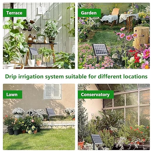 82FT Solar Drip Irrigation System, Auto Watering Kit for 30 Pots, Solar-Powered Plant Watering, 25 Timer Modes, 900ml/min Flow Indoor/Outdoor Garden, Balcony & Patio Irrigation System
