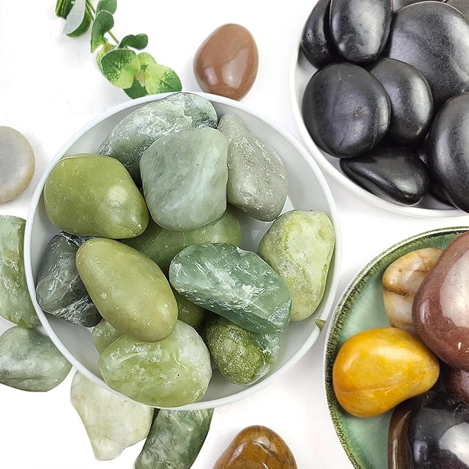 20LB Succulent Jade Pebbles for Landscaping, 1.2-2 Inch Natural Decorative Polished Stones, River Rocks for Landscaping, Vase, Flowerpot Decoration, Indoor Decoration and Garden Decoration