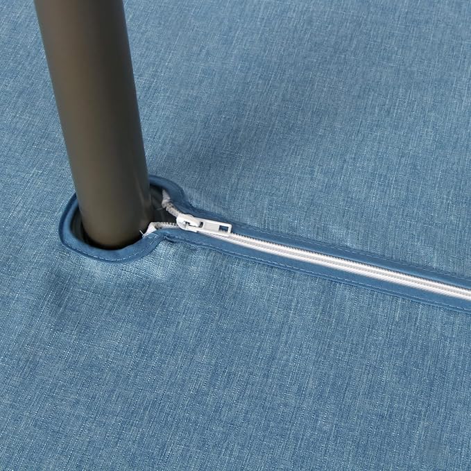 Outdoor Tablecloth Wrinkle-Free Stain Resistant Waterproof Polyester Fabric Table Cover with Zipper Umbrella Hole for Picnic/Party/Dinner/Patio Garden(60inch Round,Zippered,Water Blue)