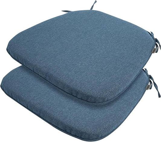 Outdoor Chair Cushions Set of 2,Patio Seat Cushion 17"x16"x2",U-Shaped Dining Chair Cushion 17 by 16 Inch,Water Resistant,Fade-Resistant Chair Pads for Kitchen Garden Furniture(Denim Blue)